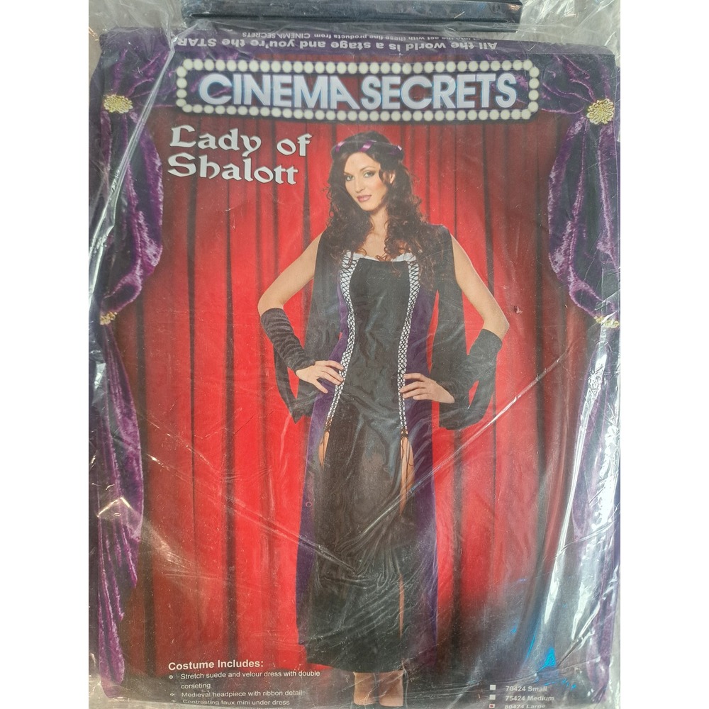 Cinema Secrets Lady of Shalott Medieval Costume Purple Black Size Large NEW